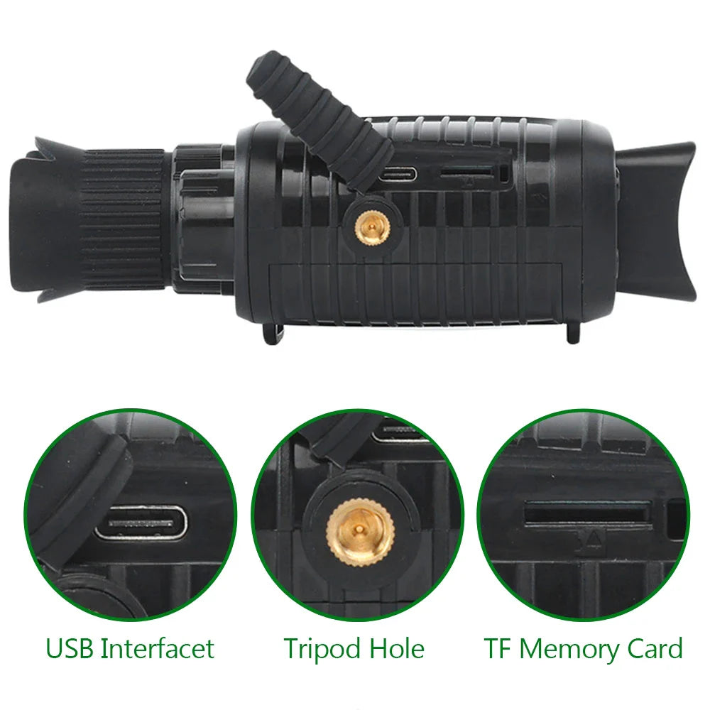 1080P HD Night Vision Monocular, 5X Zoom, Dual-use Telescope, 7-Level Infrared, IP54 Waterproof for Outdoor Hunting