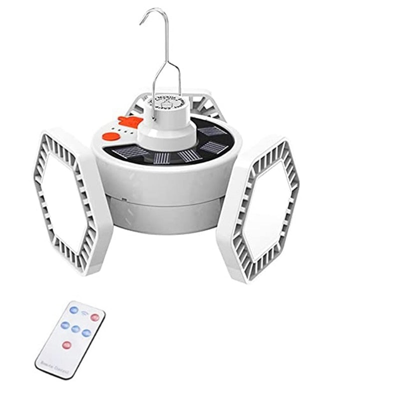 Solar Camping Lamp,Portable Tent Lamp With Hanging Hook,Remote Control Camping Lantern,For Emergencies,Camping,Hiking