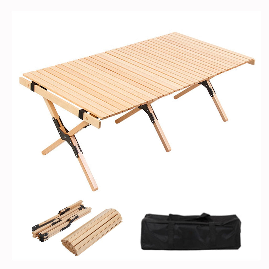 Folding Wood Table Portable Camping Large Wooden Desk with Carry Bag for Beach Picnic Outdoor Garden Backyard Furniture