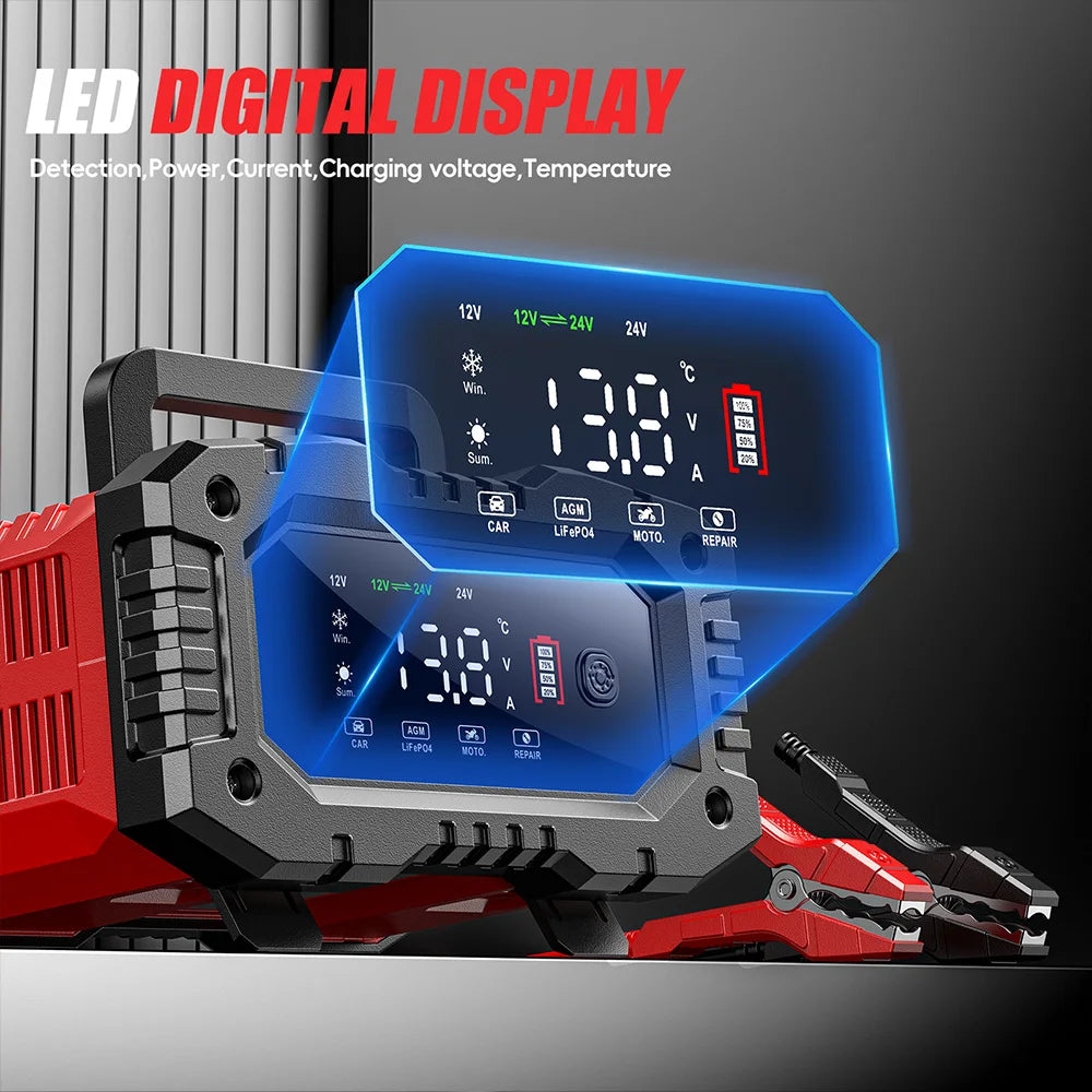 GreenZech Elite 7S Smart Battery Charger (20A/10A) for 12V/24V LiFePO4 & Lead-Acid