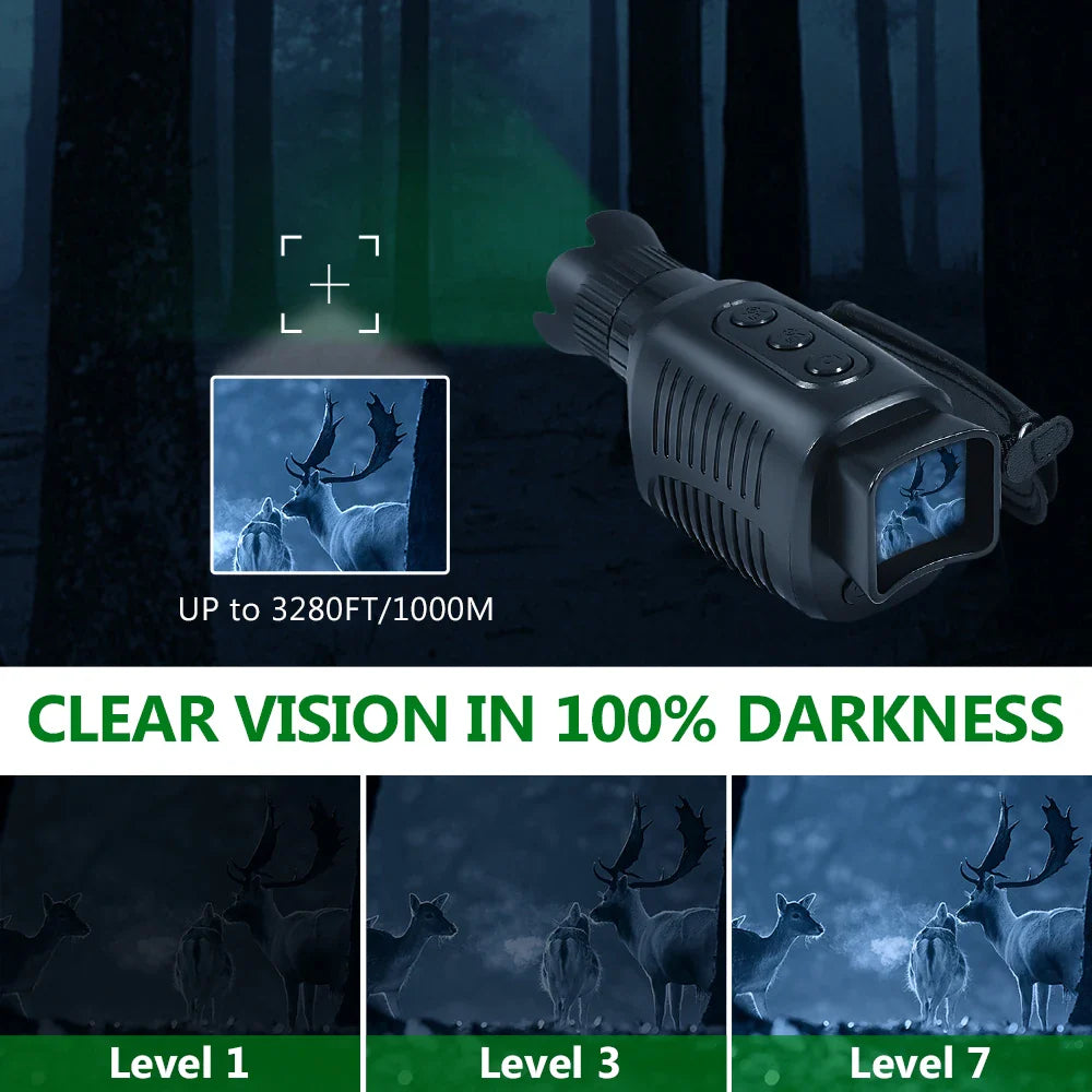 1080P HD Night Vision Monocular, 5X Zoom, Dual-use Telescope, 7-Level Infrared, IP54 Waterproof for Outdoor Hunting