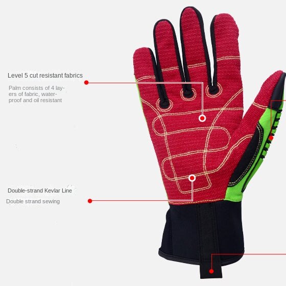 High-Vis Resistant Men's Gloves Waterproof Oil Resistant Anti-cutting For Outdoor Camping Cycling Sport Gloves