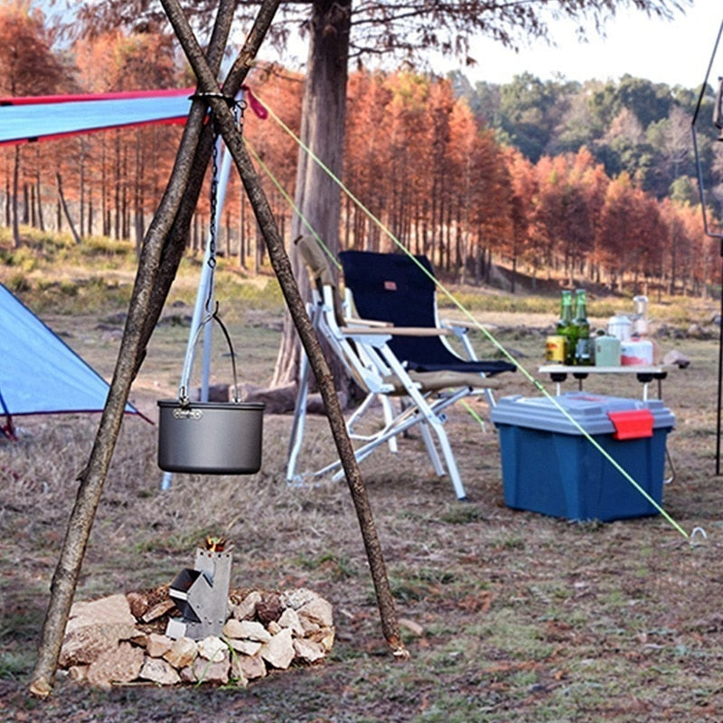Picnic Cooking Pot Grill Outdoor Barbecue Tripod Hanging Rack Adjustable Camping Grill Hanging Pot Set Camping Grill