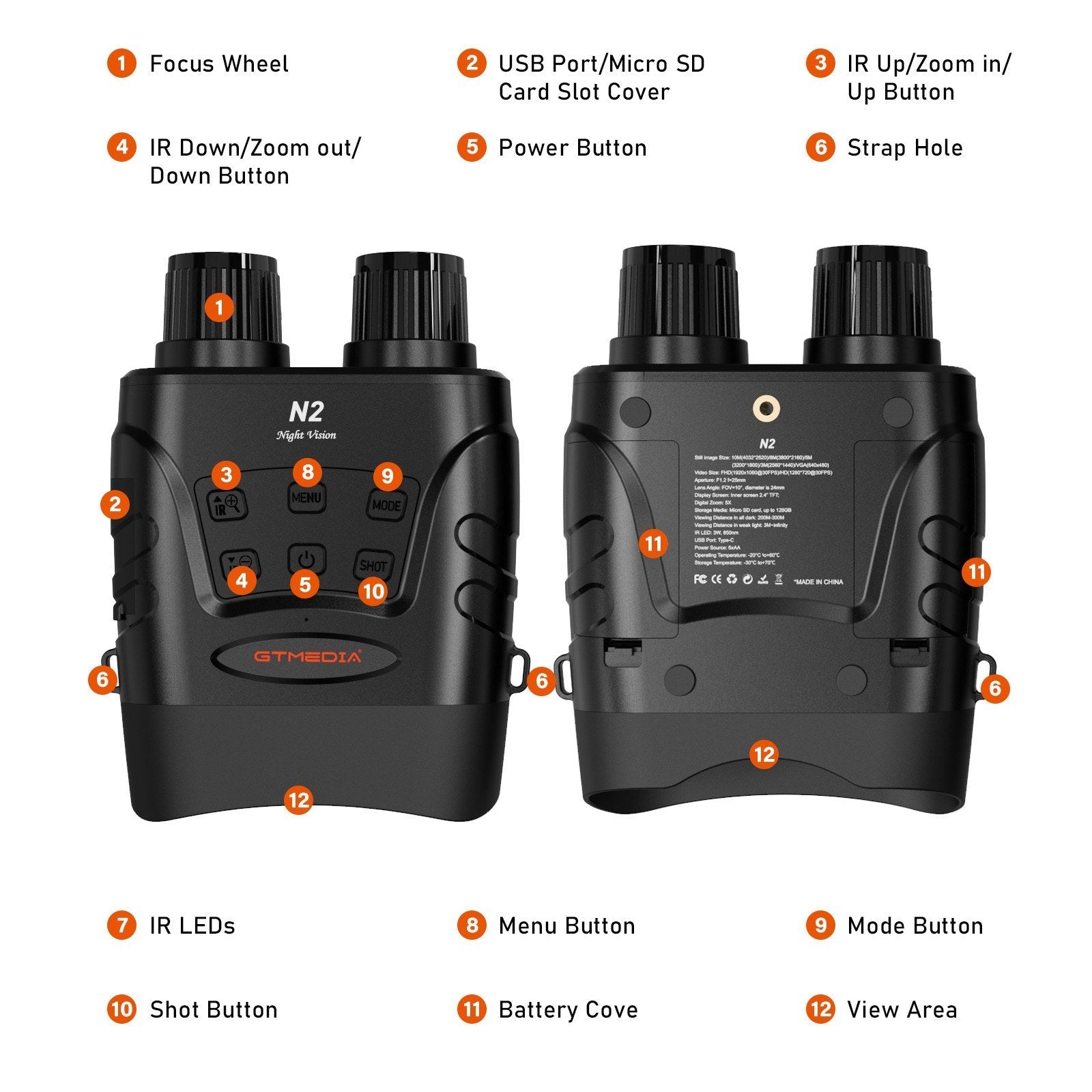 Night Vision Binoculars Night Vision Goggles with 2.4-inch Screen 5x Zoom Adjustable Brightness 1080P HD Video Recording for Outdoor Activities Hunting Wildlife Observation