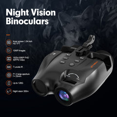 Night Vision Binoculars 7 Levels Infrared Light 5X Zoom Photo/Video Playback Head-Mounted Support Ideal for Outdoor Activities and Wildlife Observation