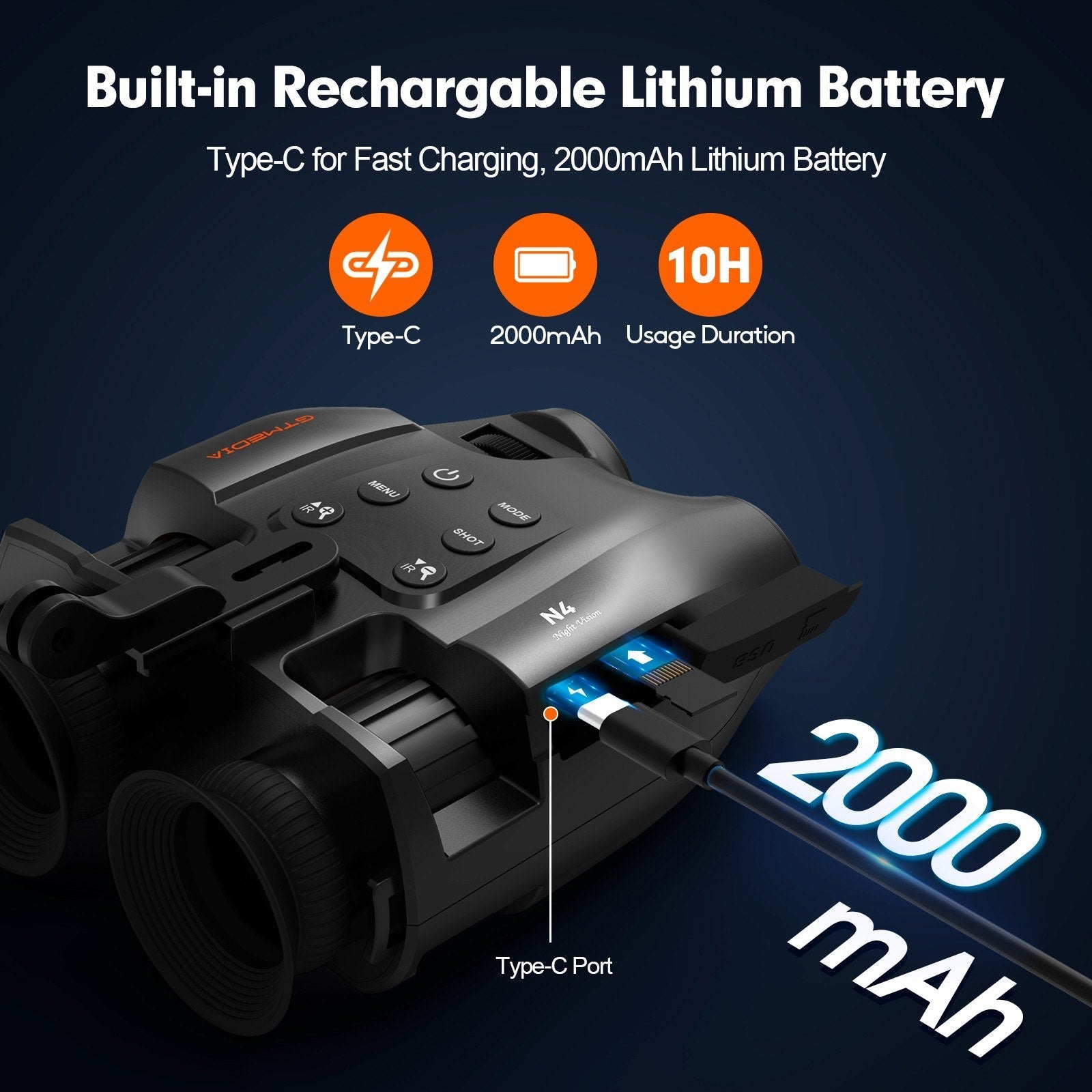 Night Vision Binoculars 7 Levels Infrared Light 5X Zoom Photo/Video Playback Head-Mounted Support Ideal for Outdoor Activities and Wildlife Observation