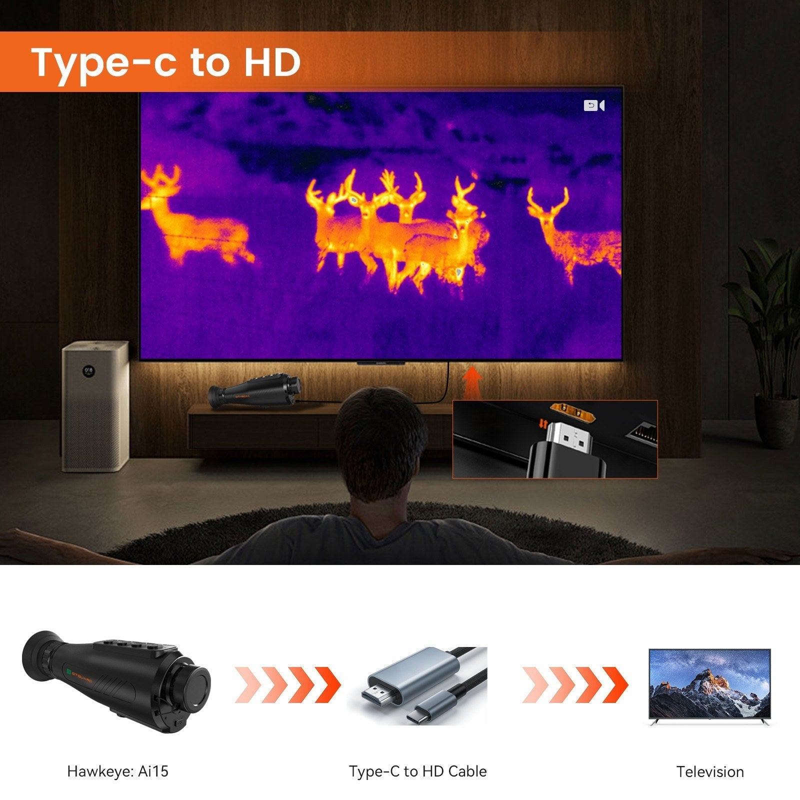 AI Thermal Monocular Thermal Imaging Camera - 8x Digital Zoom, 60Hz AMOLED Display, IP66 Waterproof, Built-in 32GB Storage, WiFi Hotspot/Station for Smartphone Connectivity