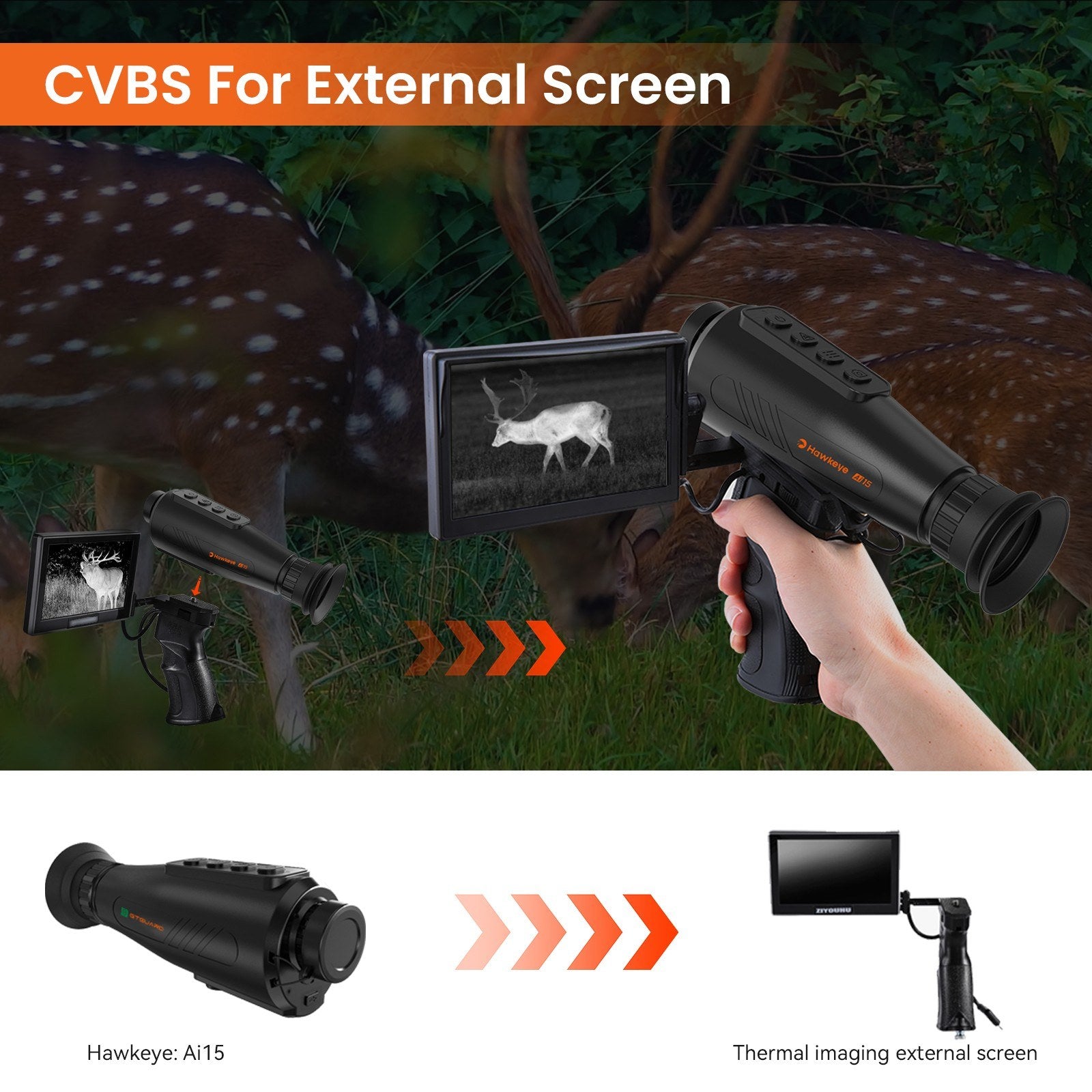 AI Thermal Monocular Thermal Imaging Camera - 8x Digital Zoom, 60Hz AMOLED Display, IP66 Waterproof, Built-in 32GB Storage, WiFi Hotspot/Station for Smartphone Connectivity