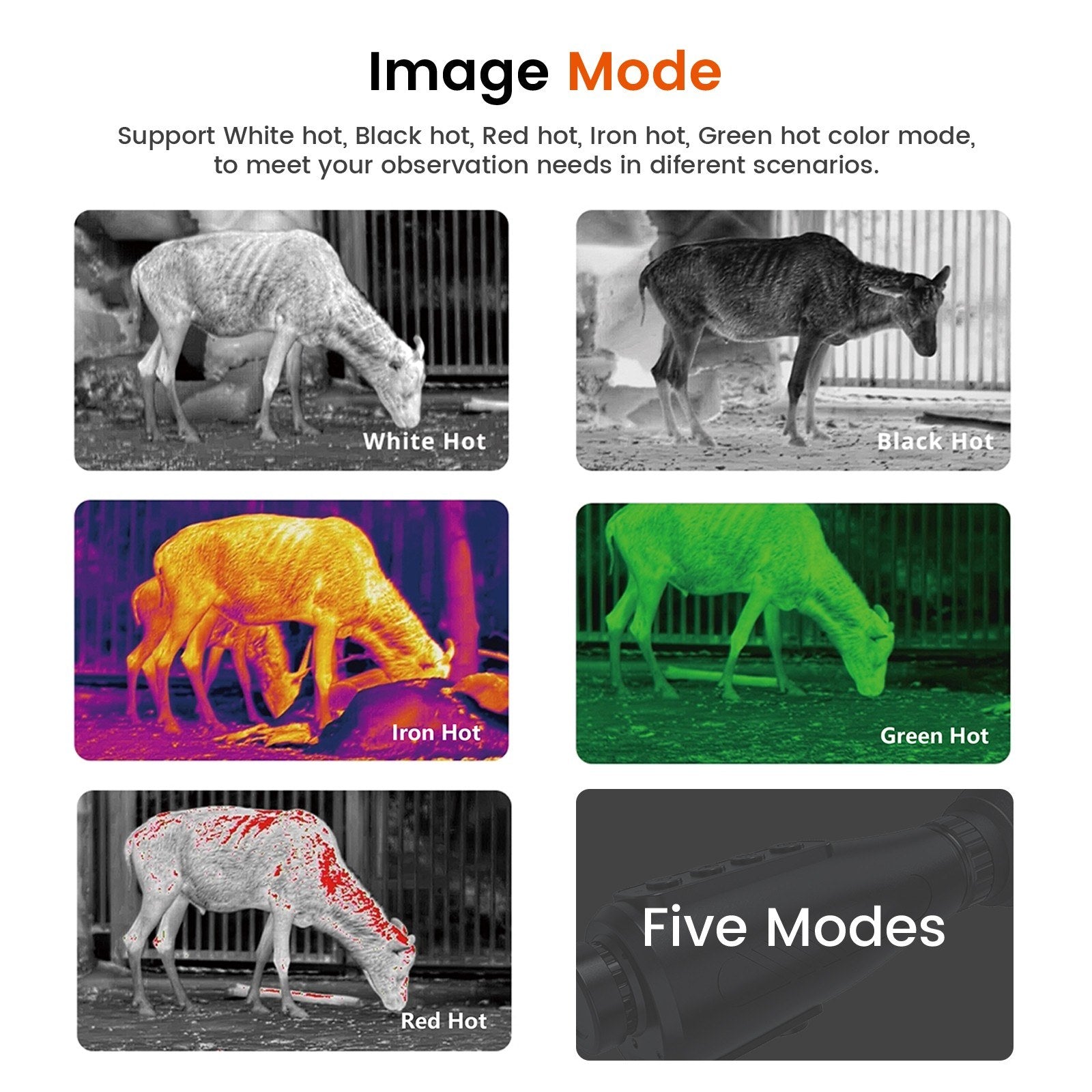 AI Thermal Monocular Thermal Imaging Camera - 8x Digital Zoom, 60Hz AMOLED Display, IP66 Waterproof, Built-in 32GB Storage, WiFi Hotspot/Station for Smartphone Connectivity