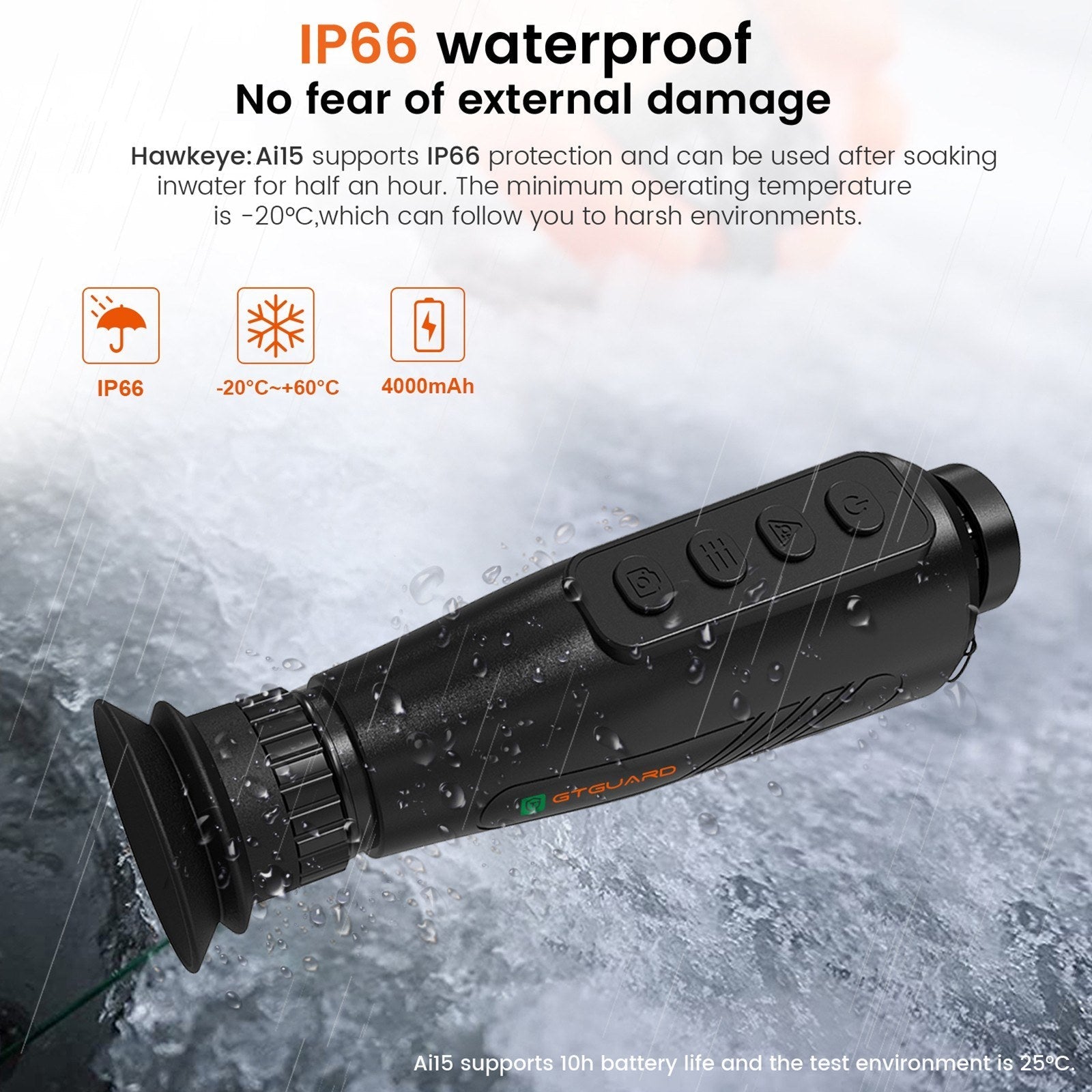 AI Thermal Monocular Thermal Imaging Camera - 8x Digital Zoom, 60Hz AMOLED Display, IP66 Waterproof, Built-in 32GB Storage, WiFi Hotspot/Station for Smartphone Connectivity