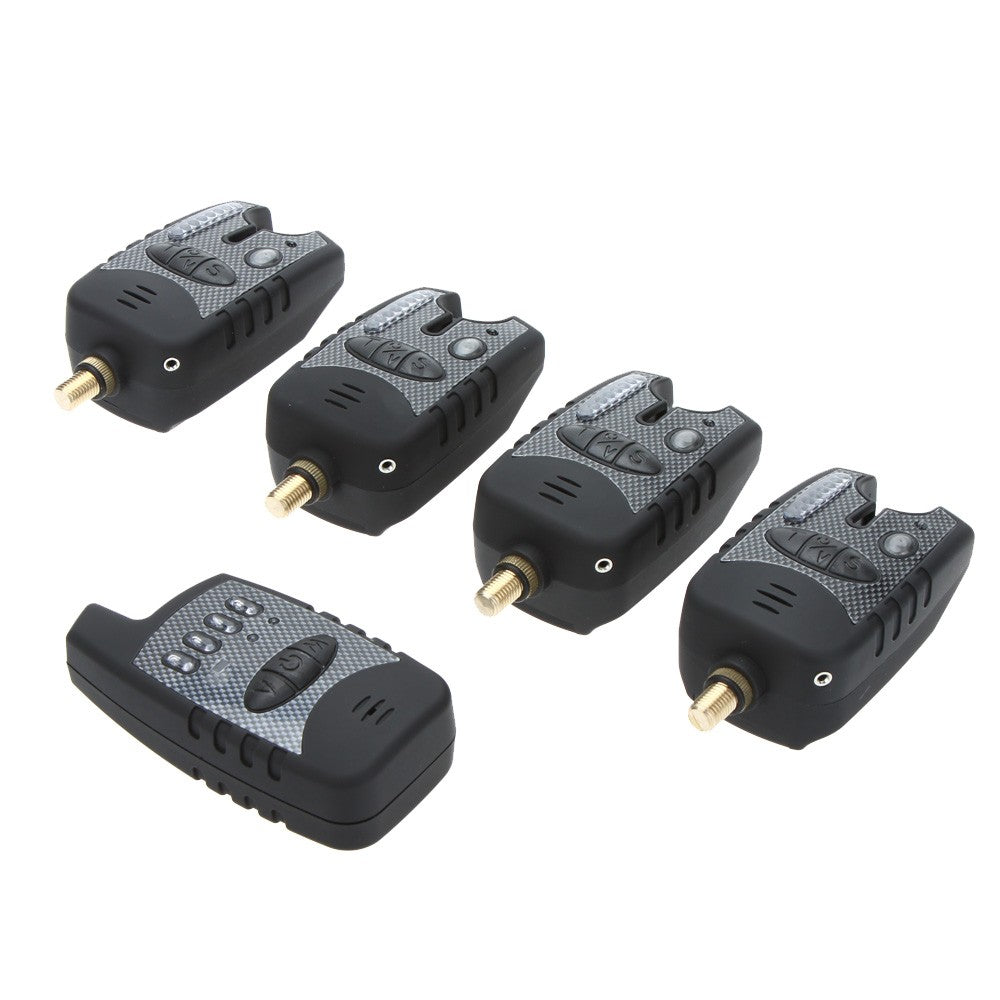 Wireless Digital Water-resistant Fishing Alarm Set 4 Fishing Bite Alarm + 1 Receiver in Case for Carp Fishing