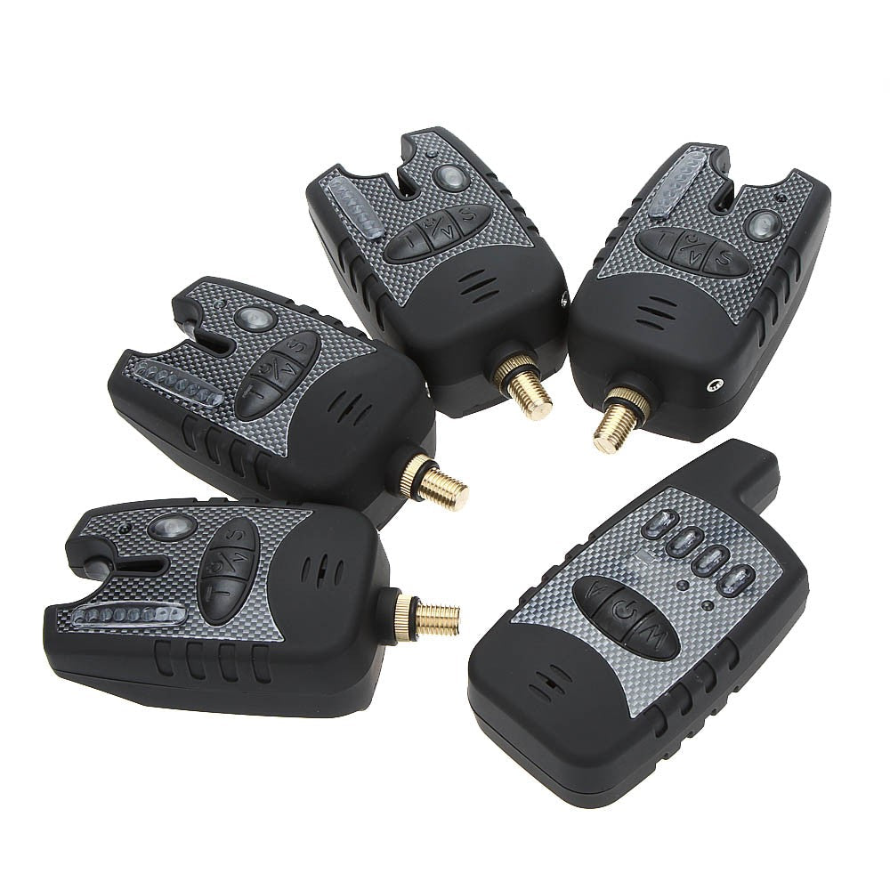 Wireless Digital Water-resistant Fishing Alarm Set 4 Fishing Bite Alarm + 1 Receiver in Case for Carp Fishing