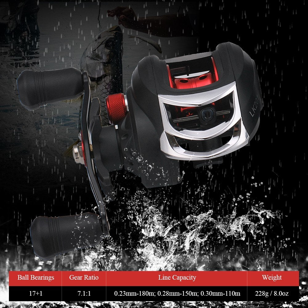 Lightweight High Speed 7.1:1 Gear Ratio Baitcast Fishing Reel