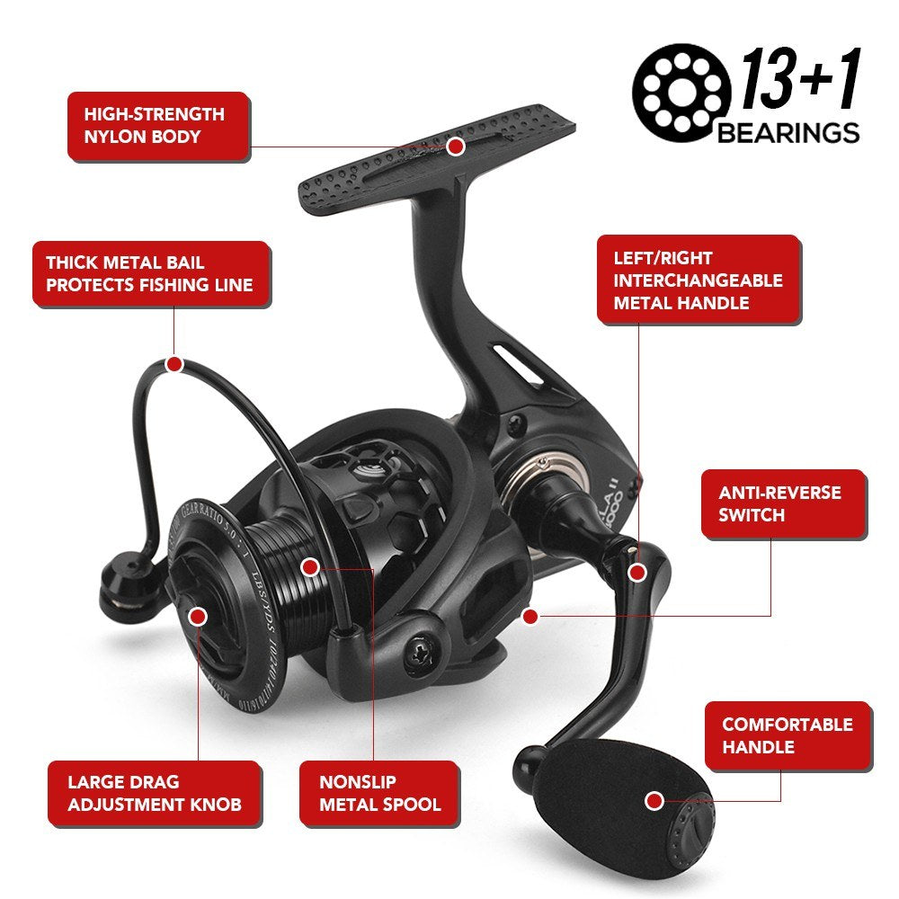 13+1 Ball Bearings Spinning Reel