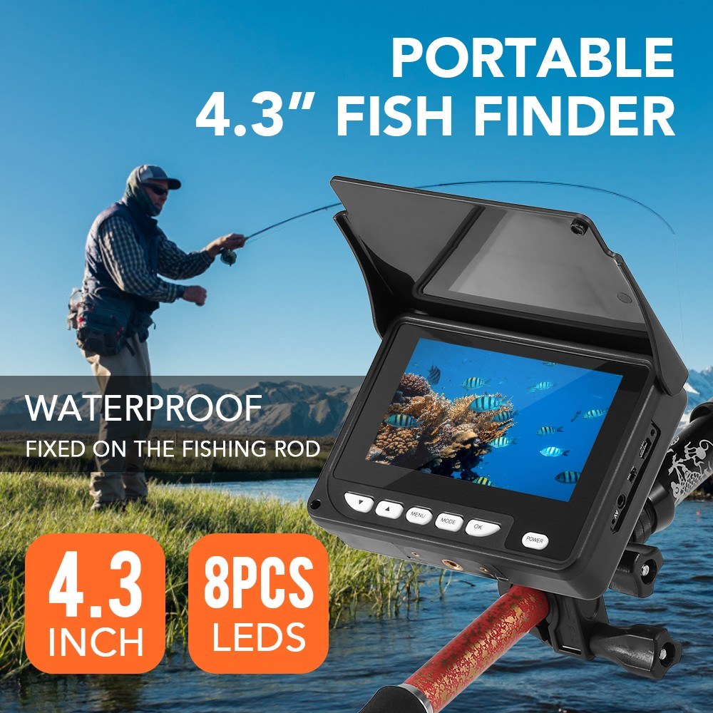 4.3 Inch Portable Underwater Fishing Camera Fish Finder Waterproof Night Vision Ice Boat Fishing Camera 20M Cable with Carry Bag