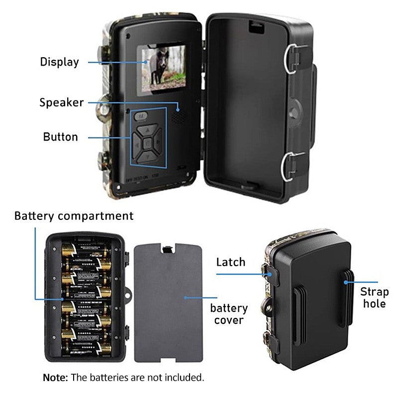16MP 1080P Wildlife Hunting Trail and Game Camera Motion Activated IP66 Waterproof Infrared Night Vision Hunting Scouting Camera