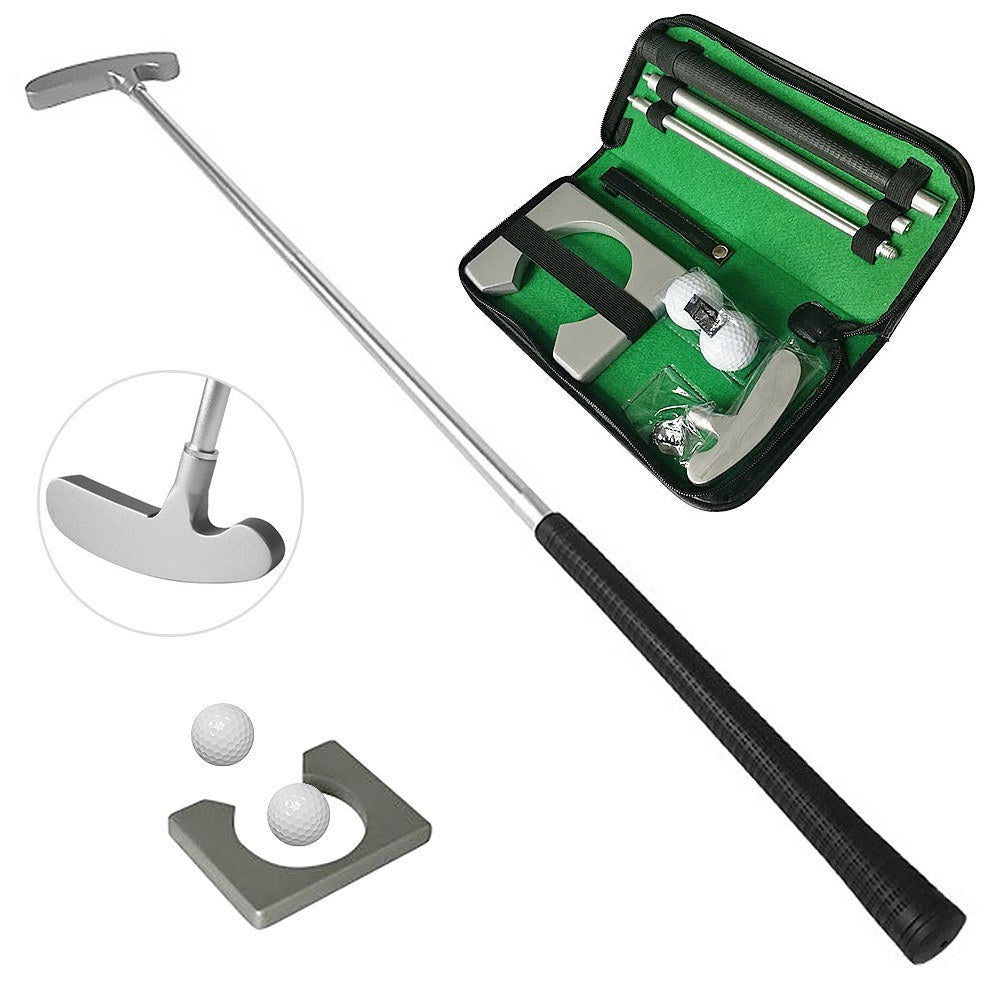 Golf Putting Set with Golf Putter 2 Golf Balls Golf Putting Cup for Travel Indoor Golf Putting Practice Portable Golf Putter Kit Fits for Right Handed