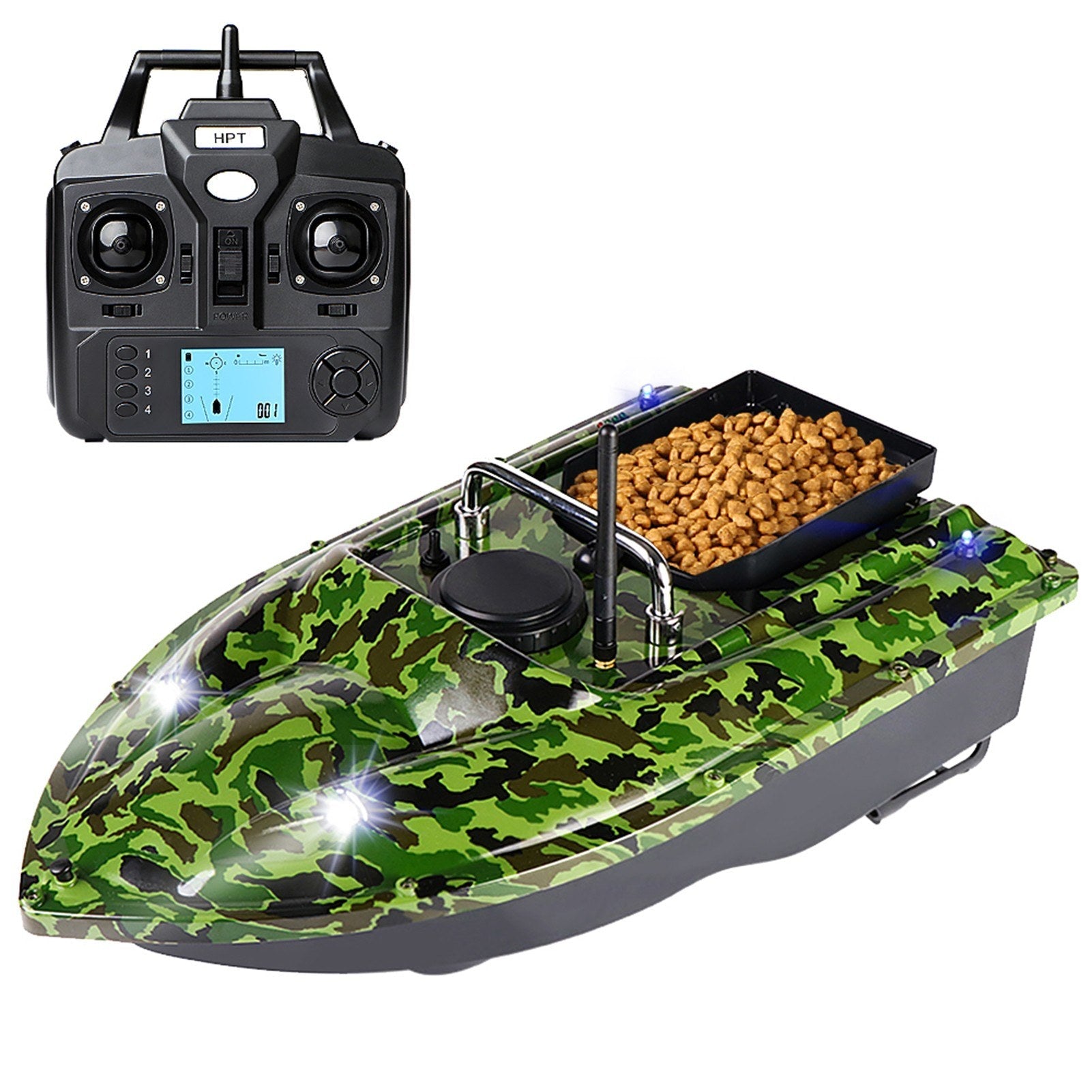 4 Positioning Points GPS Fishing Bait Boat with Single Bait Containers Automatic Bait Boat with Remote Control 3.3lb Load 5200mAh Battery