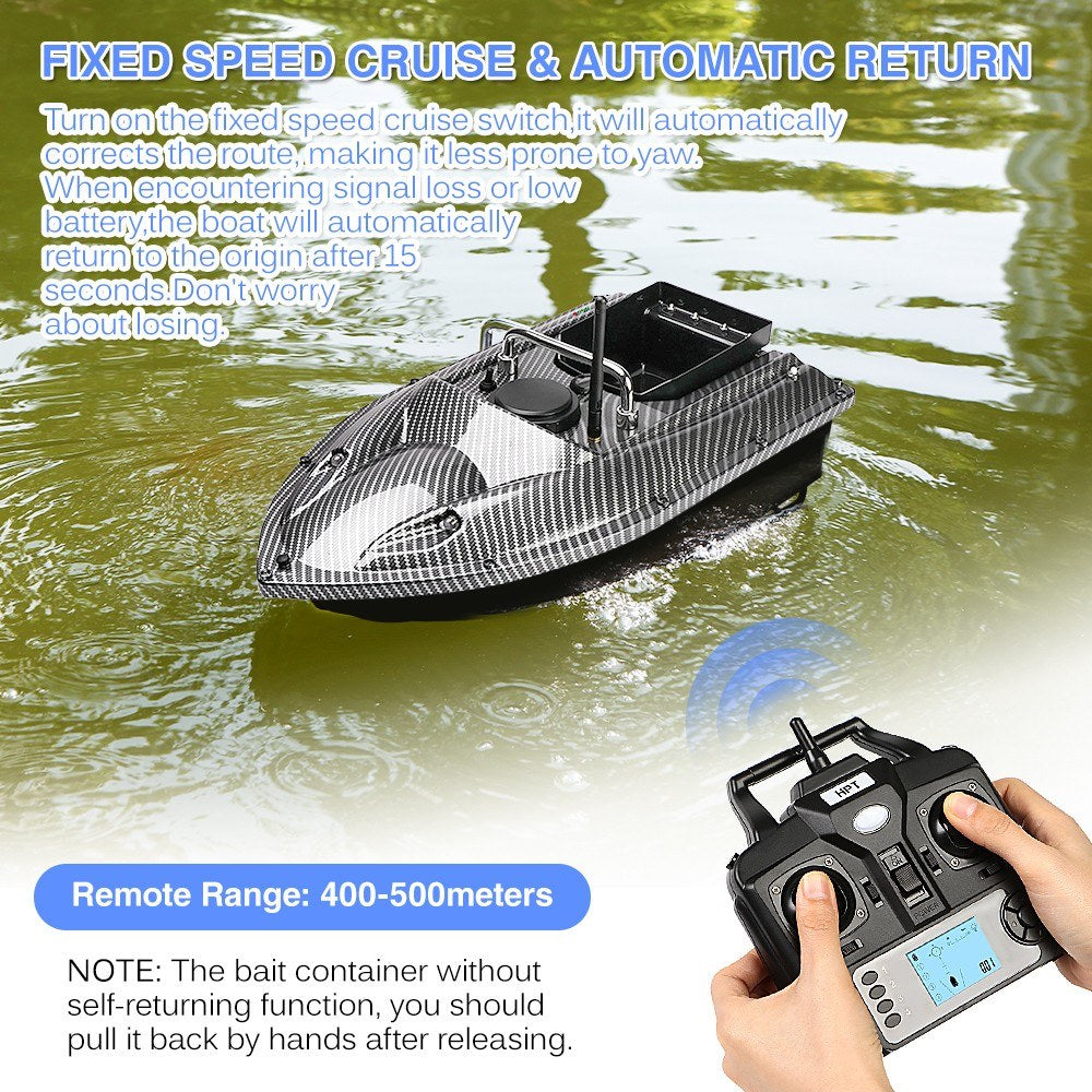 4 Positioning Points GPS Fishing Bait Boat with Single Bait Containers Automatic Bait Boat with Remote Control 3.3lb Load 5200mAh Battery