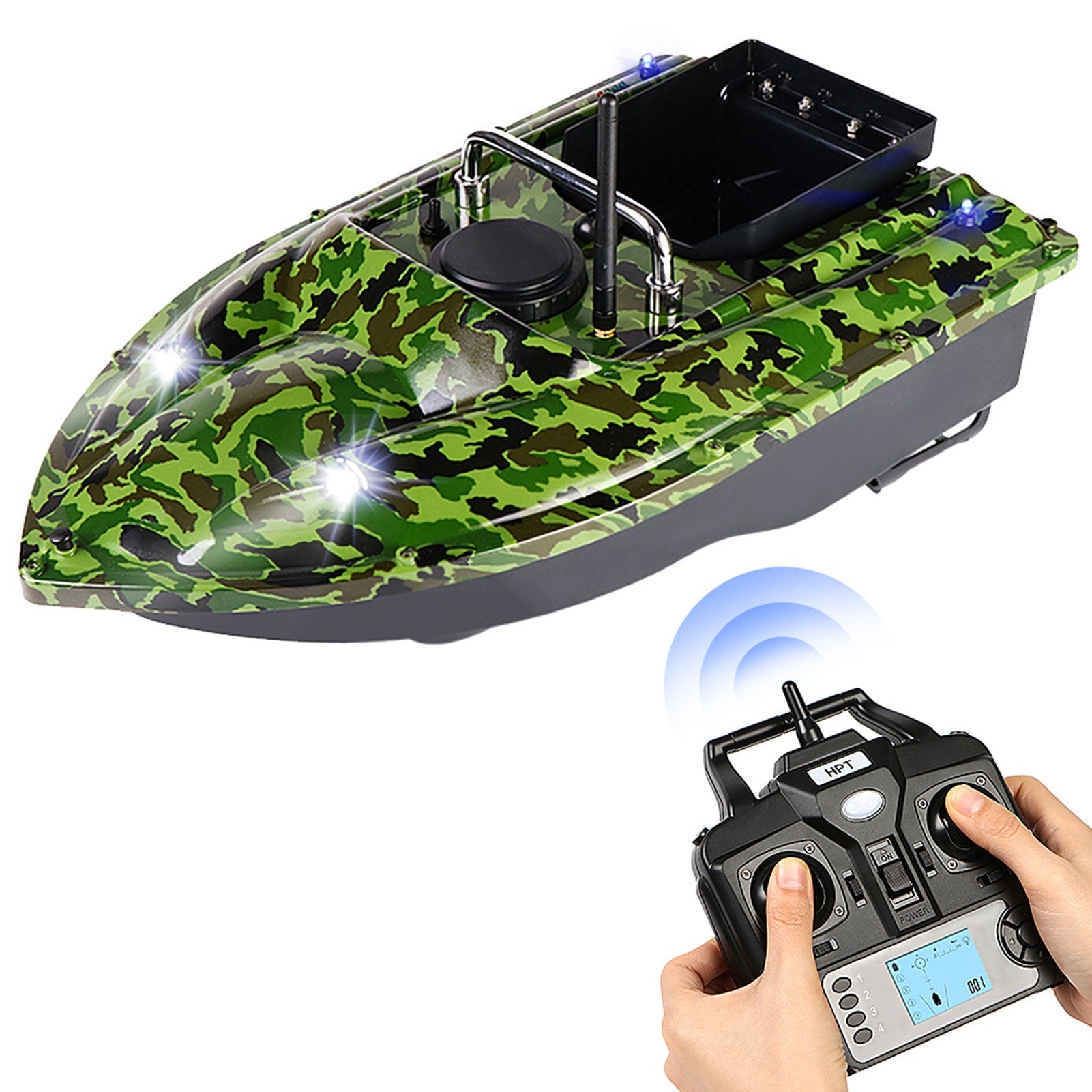 4 Positioning Points GPS Fishing Bait Boat with Single Bait Containers Automatic Bait Boat with Remote Control 3.3lb Load 5200mAh Battery
