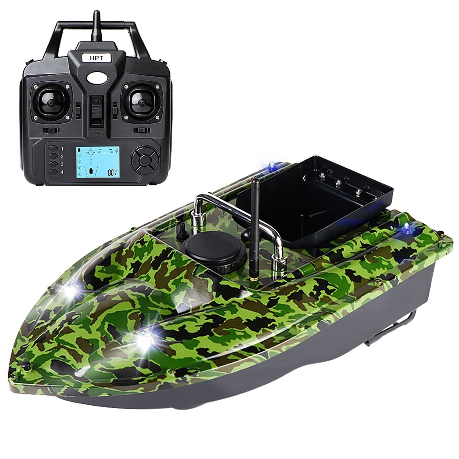 4 Positioning Points GPS Fishing Bait Boat with Single Bait Containers Automatic Bait Boat with Remote Control 3.3lb Load 5200mAh Battery