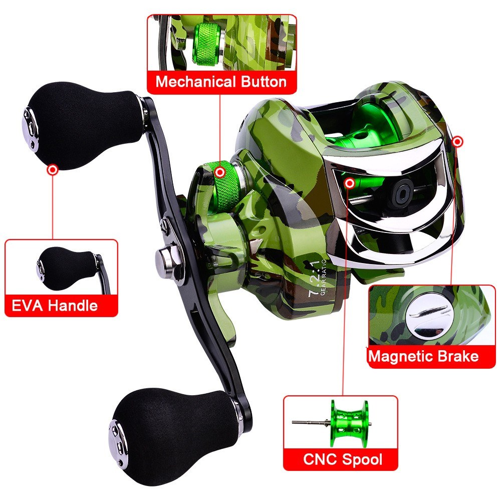 18+1 BB Ball Bearing 7.2:1 Portable Fishing Reel Baitcasting Reel Right Hand Fishing Bait Casting Reel