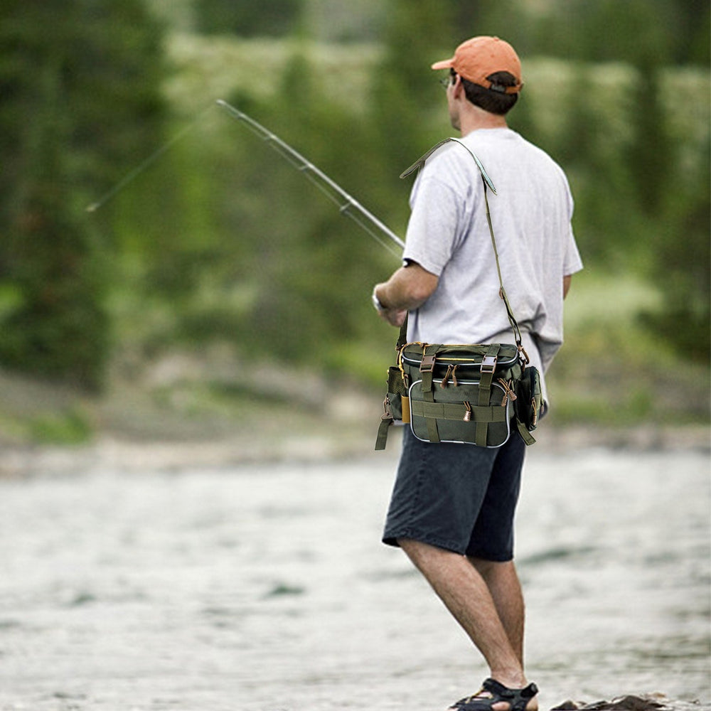 Fishing Tackle Bag Fishing Gear Storage Bag Organizer Waist Bag Messenger Bag Handbag