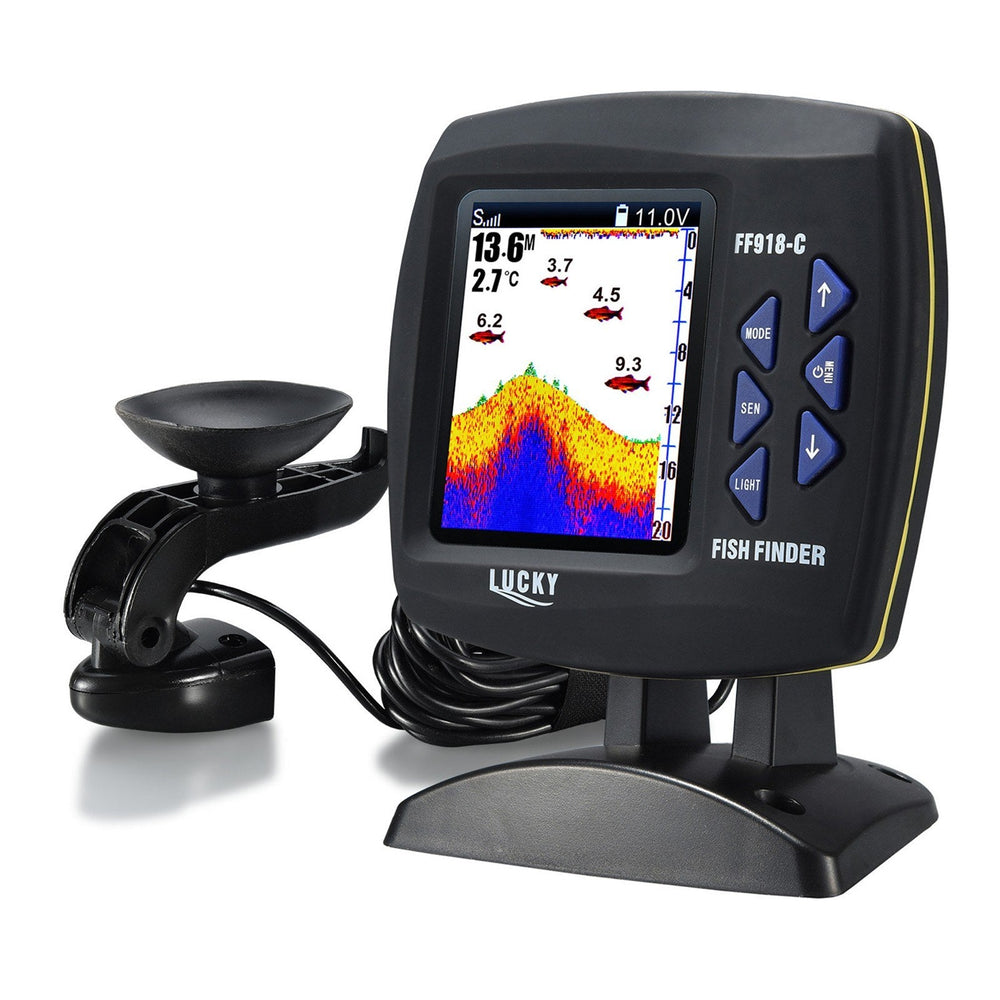 Wired Transducer Fishfinder LCD Boat Fish Detector, 45° Beam, 200Khz, 180m Depth - Pinpoint Fish Location!