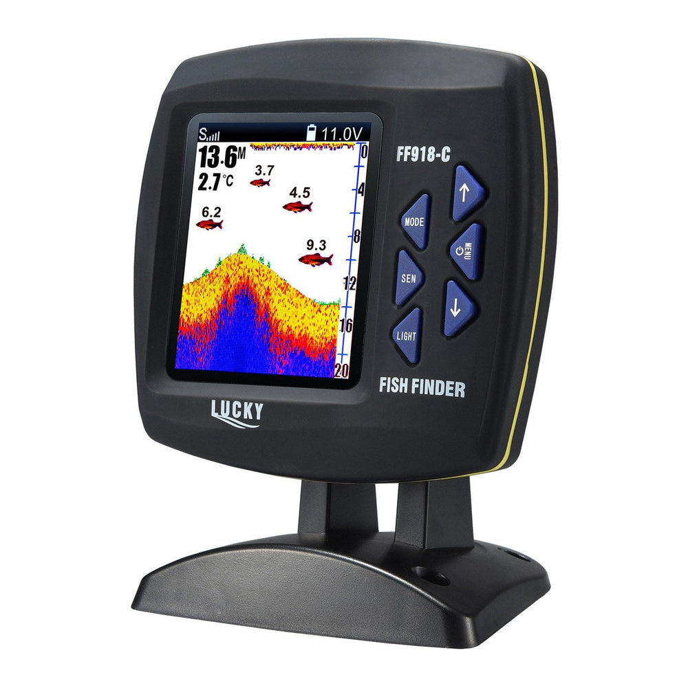 Wired Transducer Fishfinder LCD Boat Fish Detector, 45° Beam, 200Khz, 180m Depth - Pinpoint Fish Location!