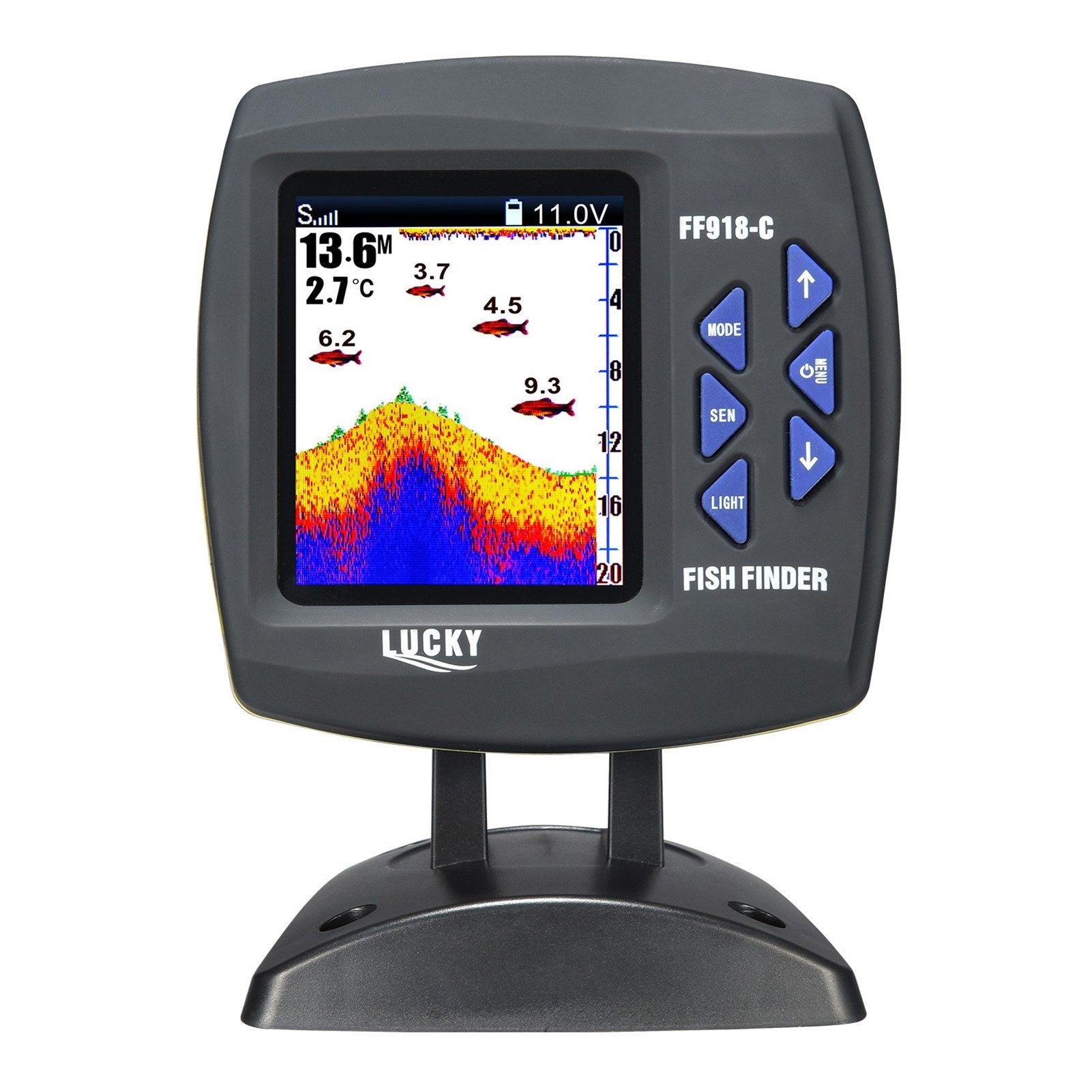 Wired Transducer Fishfinder LCD Boat Fish Detector, 45° Beam, 200Khz, 180m Depth - Pinpoint Fish Location!