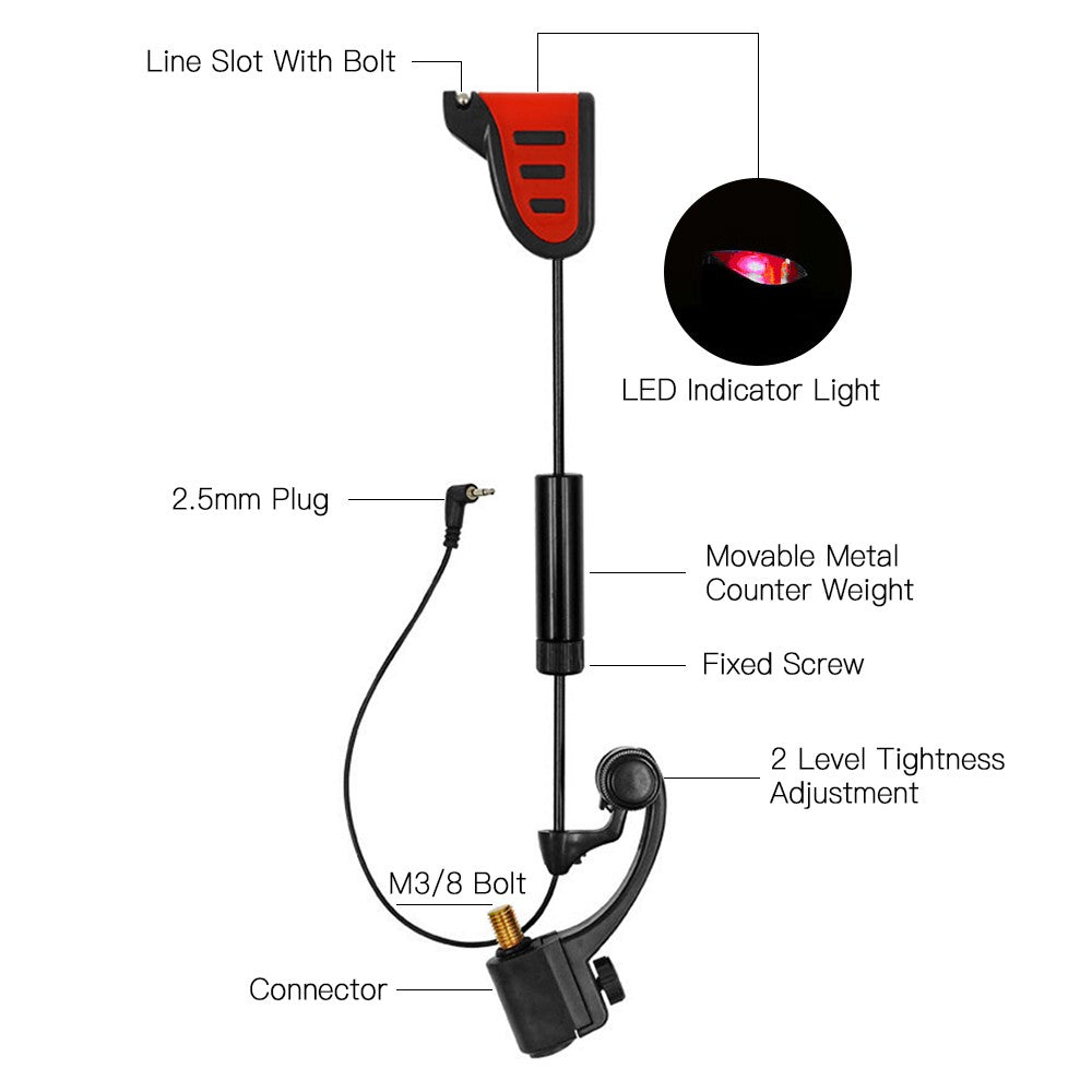 Fishing Swinger Set LED Bite Indicator Illuminated Swinger with Storage Case Fishing Tackle