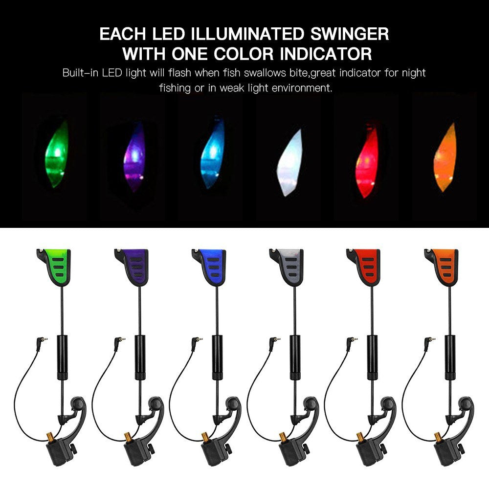 Fishing Swinger Set LED Bite Indicator Illuminated Swinger with Storage Case Fishing Tackle
