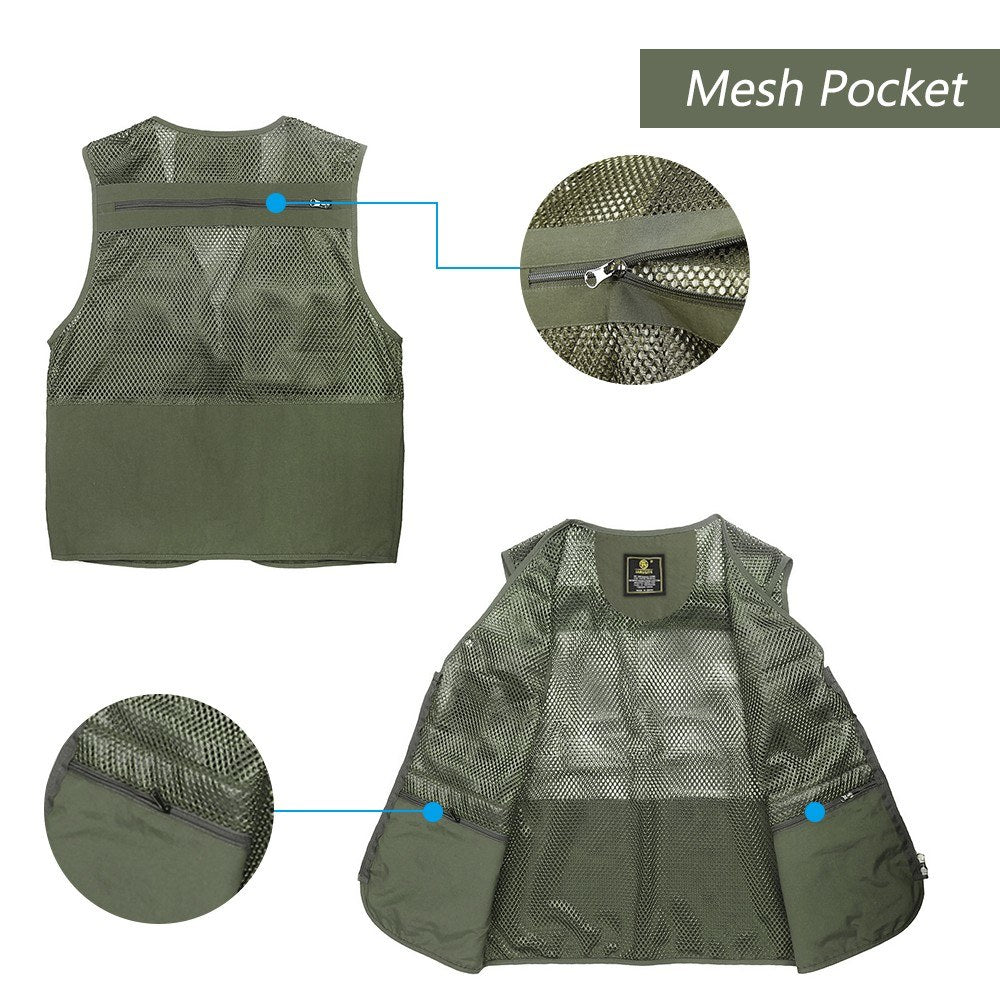 Fishing Vest Breathable Fishing Travel Mesh Vest with Zipper Pockets Summer Work Vest for Outdoor Activities