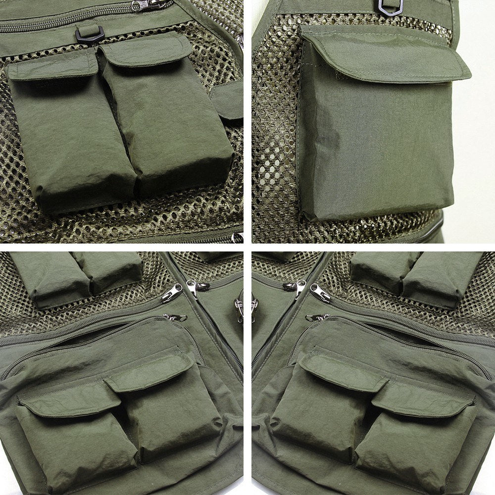 Fishing Vest Breathable Fishing Travel Mesh Vest with Zipper Pockets Summer Work Vest for Outdoor Activities