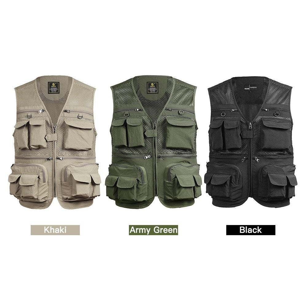 Fishing Vest Breathable Fishing Travel Mesh Vest with Zipper Pockets Summer Work Vest for Outdoor Activities
