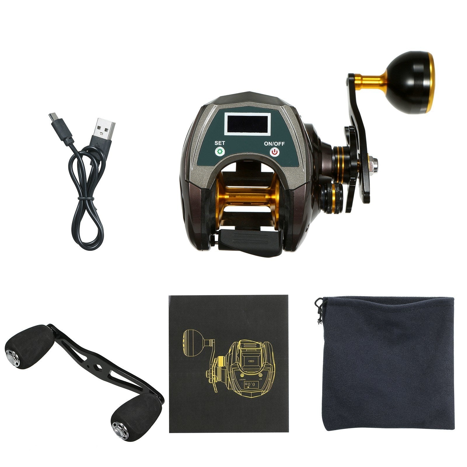 USB Rechargeable Baitcasting Reel: Carbon Fiber, 9+1BB, Electric, Display, High Speed 6.4:1 - Power & Precision