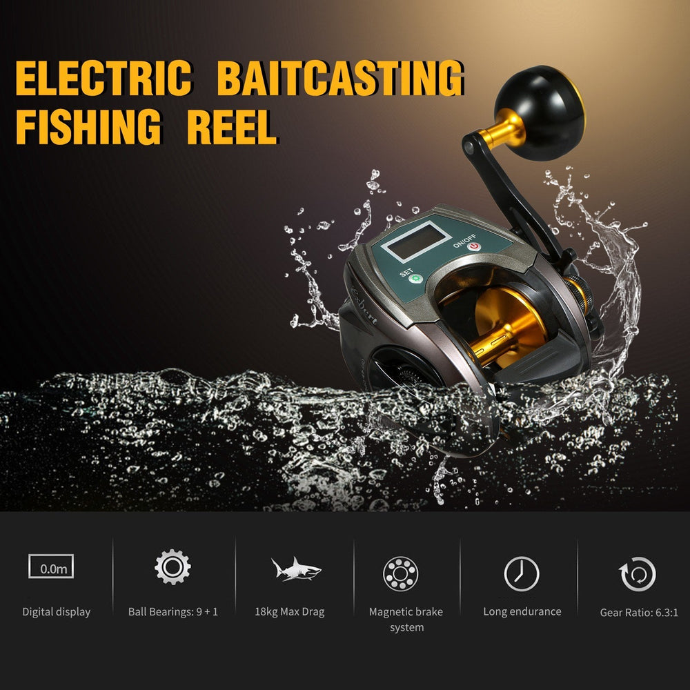 USB Rechargeable Baitcasting Reel: Carbon Fiber, 9+1BB, Electric, Display, High Speed 6.4:1 - Power & Precision
