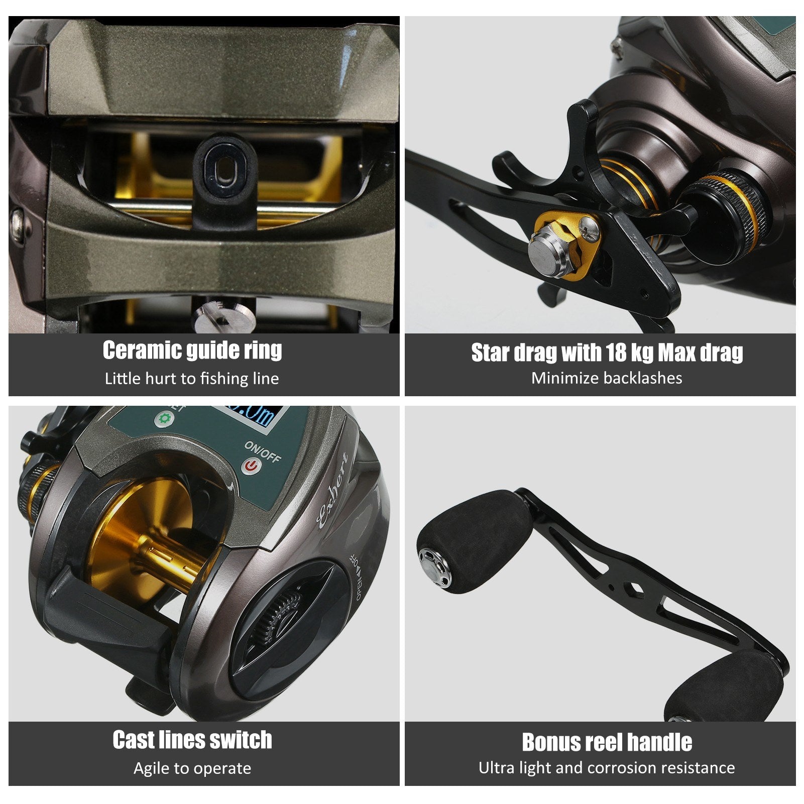 USB Rechargeable Baitcasting Reel: Carbon Fiber, 9+1BB, Electric, Display, High Speed 6.4:1 - Power & Precision