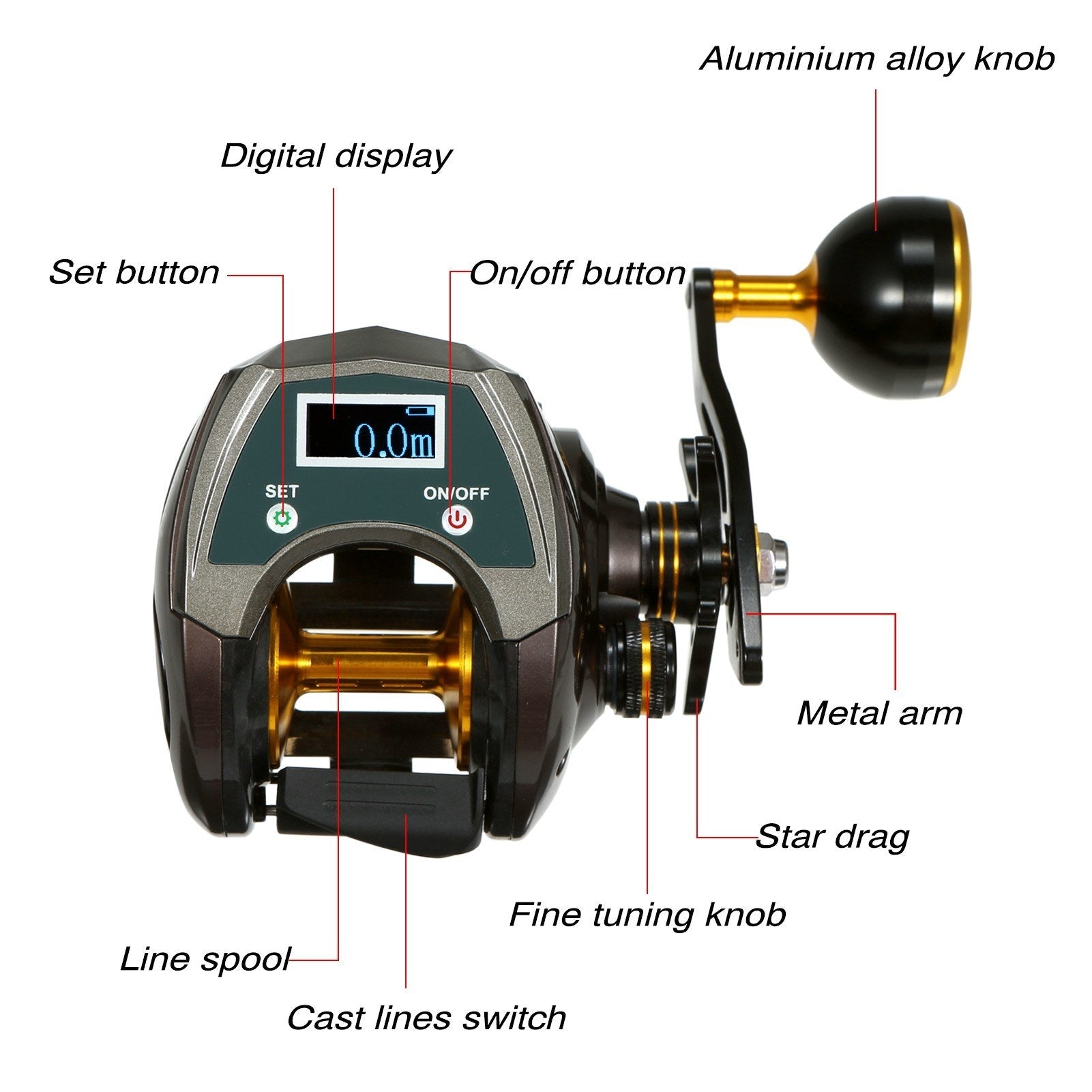 USB Rechargeable Baitcasting Reel: Carbon Fiber, 9+1BB, Electric, Display, High Speed 6.4:1 - Power & Precision