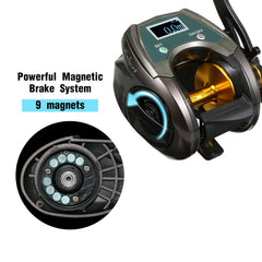 USB Rechargeable Baitcasting Reel: Carbon Fiber, 9+1BB, Electric, Display, High Speed 6.4:1 - Power & Precision