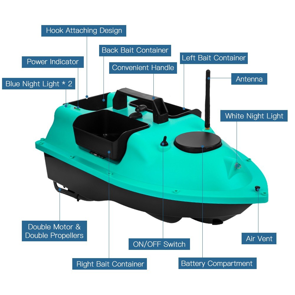 Wireless GPS Fishing Bait Boat 3 Bait Containers Remote Control Bait Boat with 16-points GPS Positioning Function Automatic Return Function