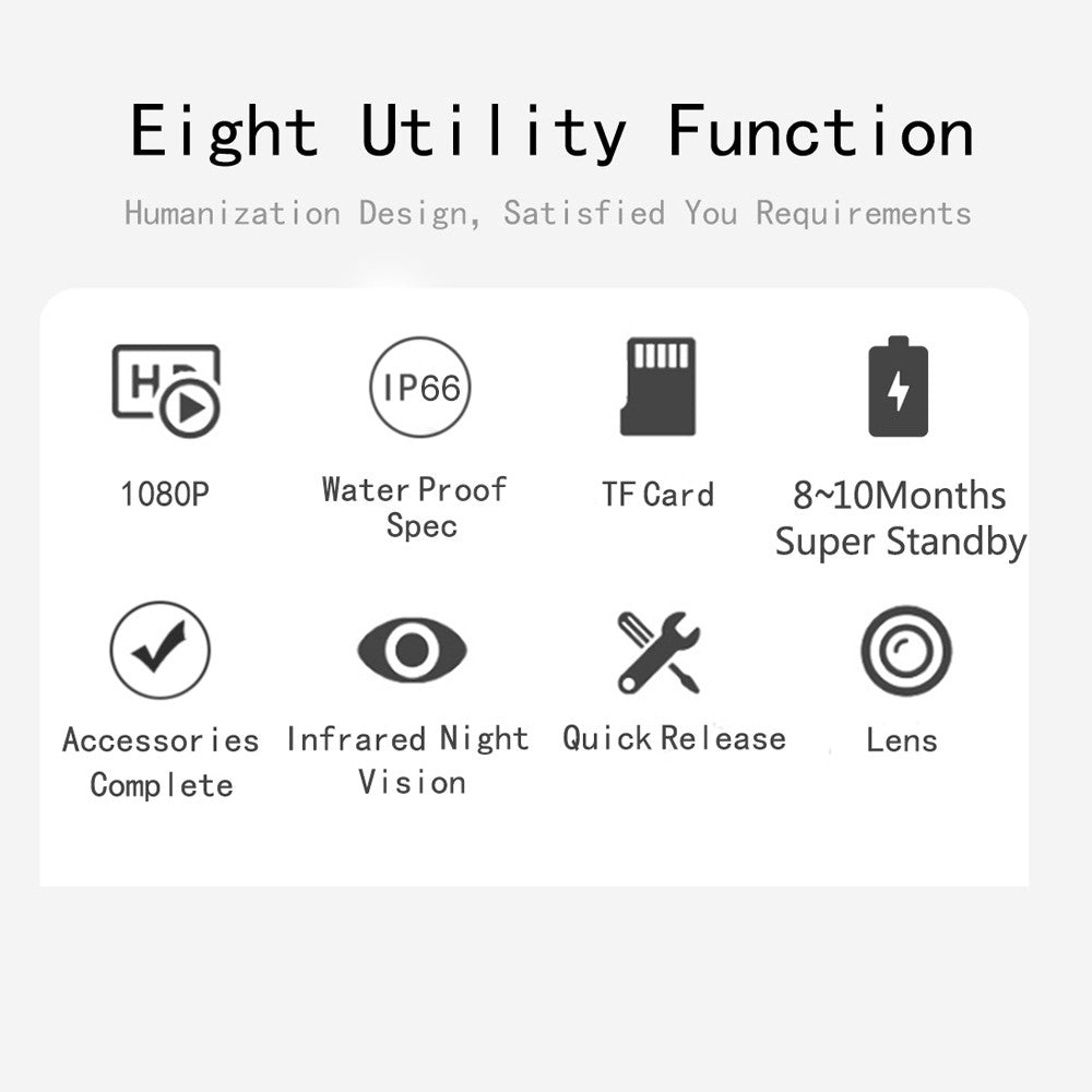 Trail Camera Multi-function Outdoor Huntings Animal Observation House Monitoring Camera IP66 Waterproof with 34 Infrared Lights Camera