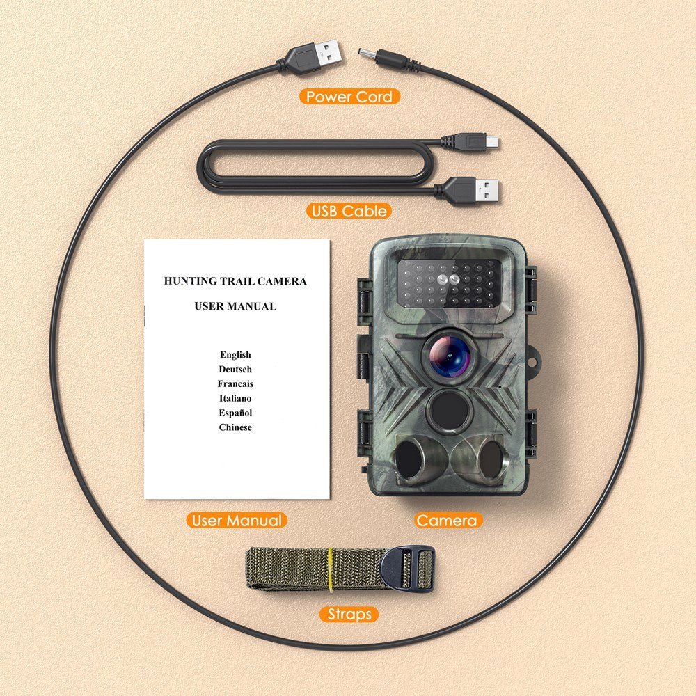Trail Camera Multi-function Outdoor Huntings Animal Observation House Monitoring Camera IP66 Waterproof with 34 Infrared Lights Camera