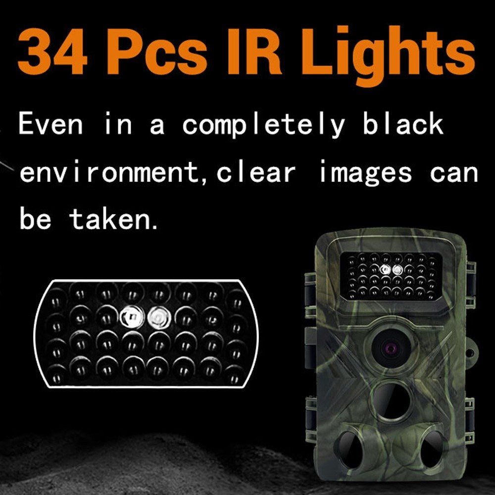 Trail Camera Multi-function Outdoor Huntings Animal Observation House Monitoring Camera IP66 Waterproof with 34 Infrared Lights Camera