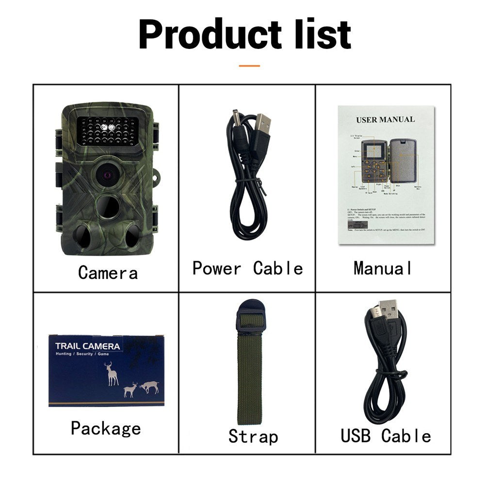 Trail Camera Multi-function Outdoor Huntings Animal Observation House Monitoring Camera IP66 Waterproof with 34 Infrared Lights Camera