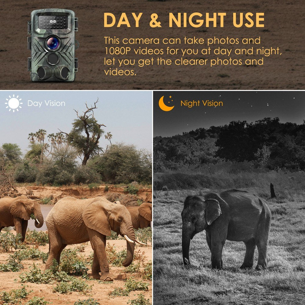 Trail Camera Multi-function Outdoor Huntings Animal Observation House Monitoring Camera IP66 Waterproof with 34 Infrared Lights Camera