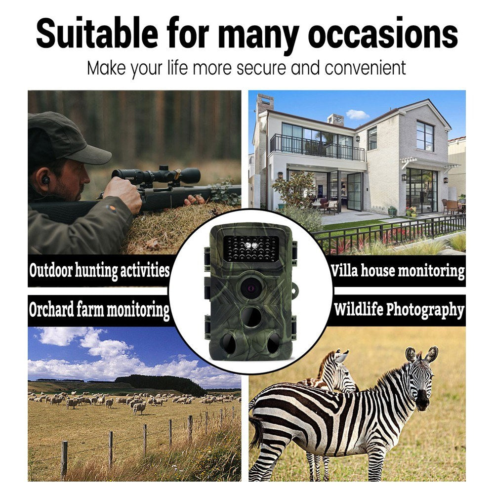 Trail Camera Multi-function Outdoor Huntings Animal Observation House Monitoring Camera IP66 Waterproof with 34 Infrared Lights Camera
