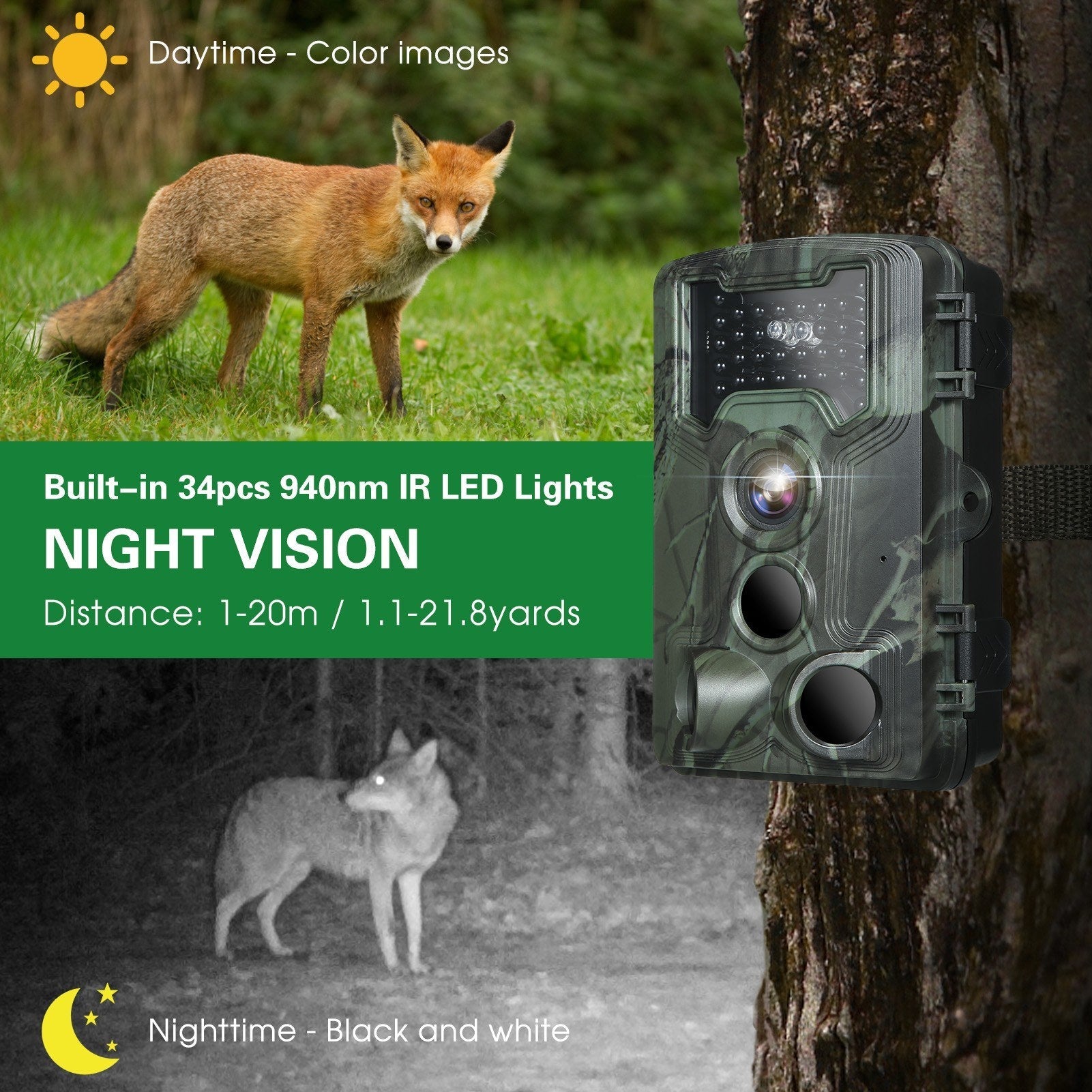 36MP 1080P Night Vision Trail Camera Waterproof Infrared Motion Camera