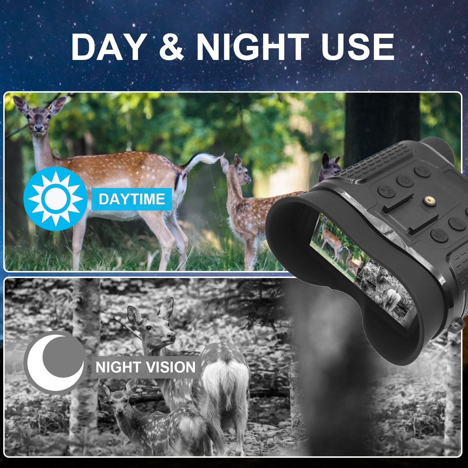 4K Infrared Head Mounted Night Vision Goggles with 2.7" TFT Screen 8X Digital Zoom 350-400M Night Range for Cave Searching, Security Hiking, Night Fishing, Hunting, Wildlife Watching