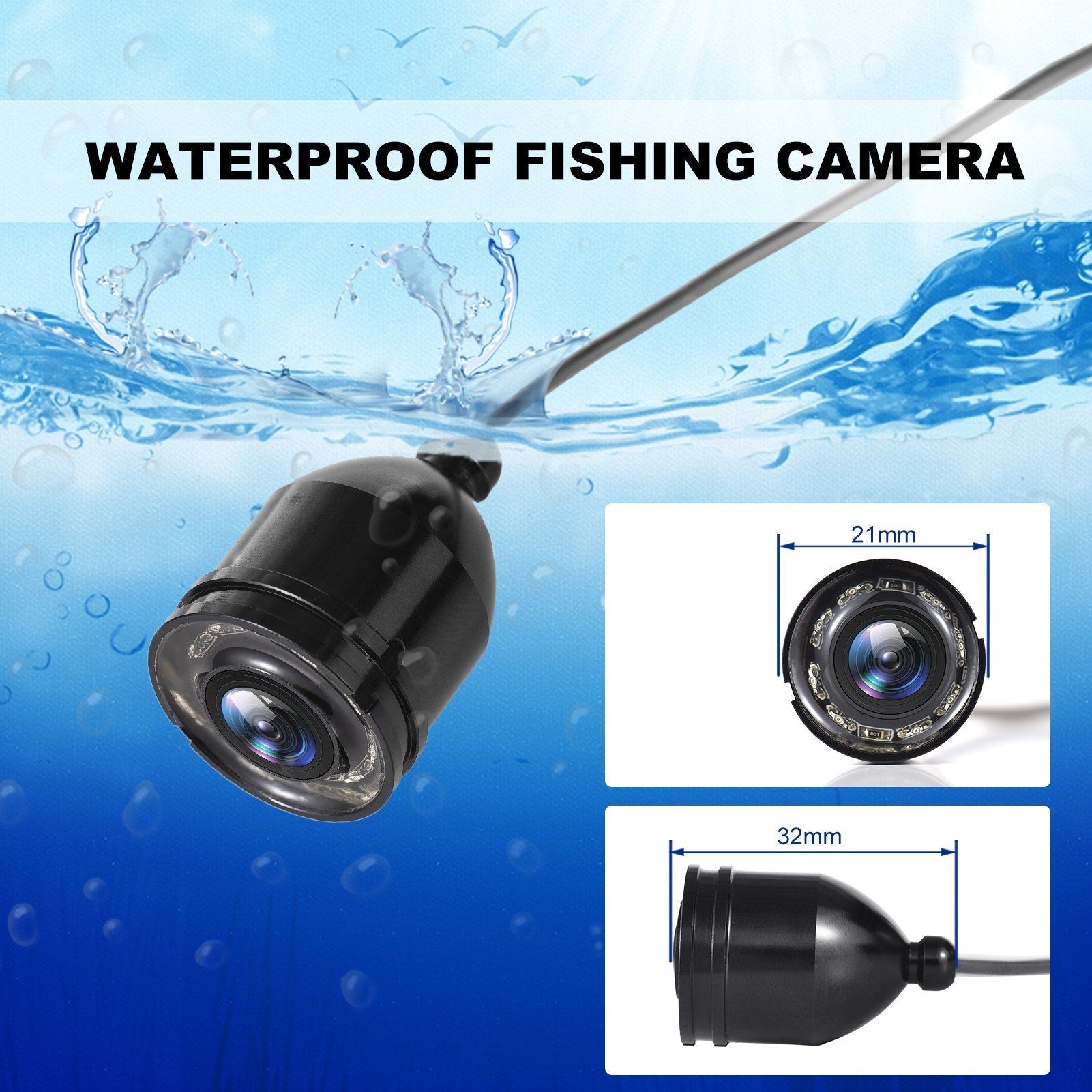 20M/30M 1200TVL Underwater Fishing Camera Fish Finder 4.3'' LCD Monitor 8PCS IR LED Night Vision Camera for Ice Boat Fishing